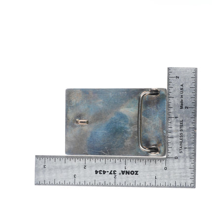 1.25" Emerson H Quannie Hopi overlay snake belt buckle sterling silver