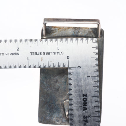 1.25" Loren Sakeva Kumauni Hopi Overlay flying bird belt buckle sterling silver