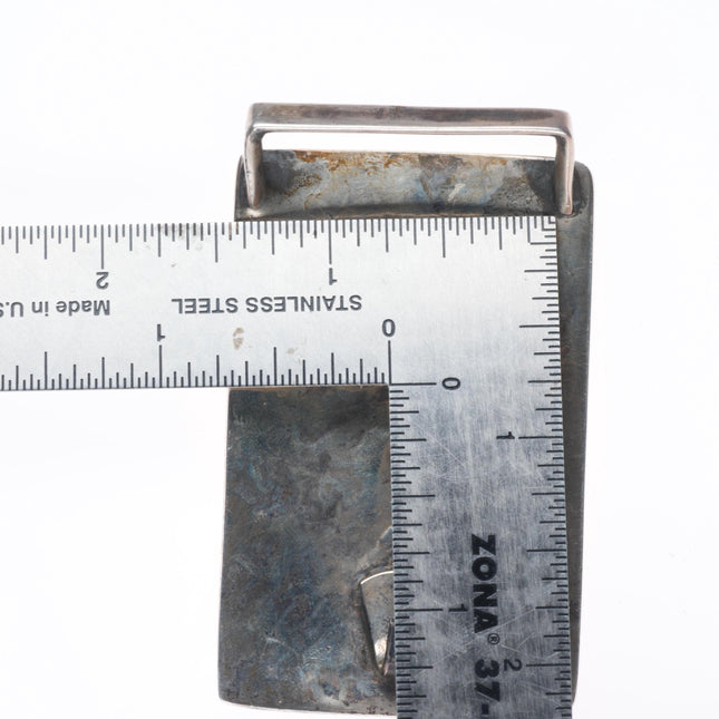 1.25" Loren Sakeva Kumauni Hopi Overlay flying bird belt buckle sterling silver