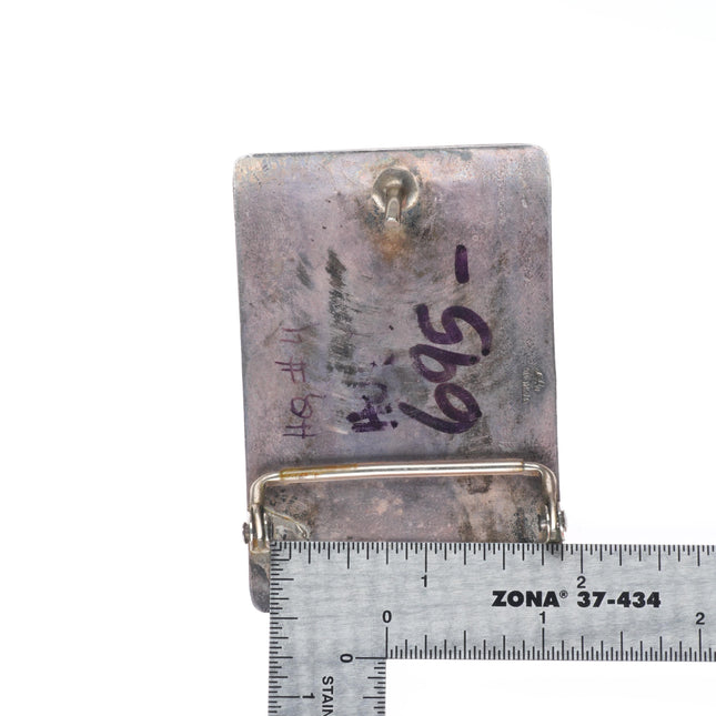 1.5" Vintage Navajo sterling silver Kokopelli/Corn overlay belt buckle