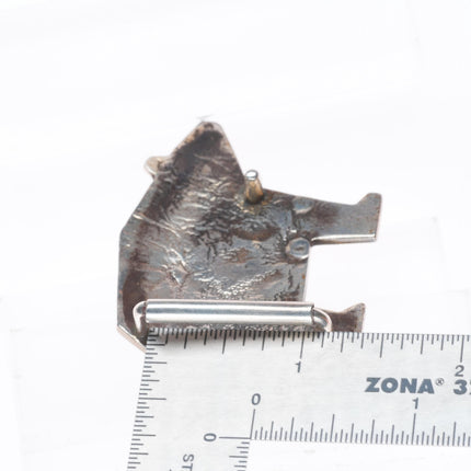 1" Duane Maktima Hopi sterling silver bear form belt buckle in overlay style