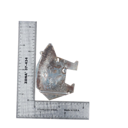 1" Duane Maktima Hopi sterling silver bear form belt buckle in overlay style