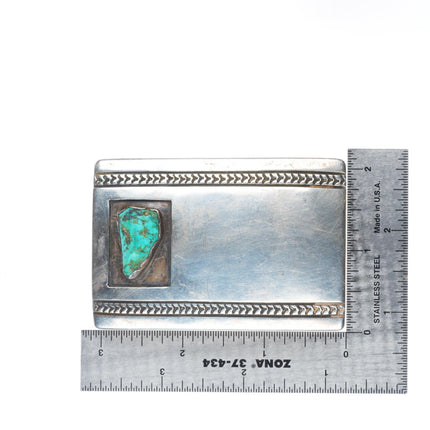 1.5" Richard Henry Yazzie Navajo vintage sterling silver turquoise belt buckle