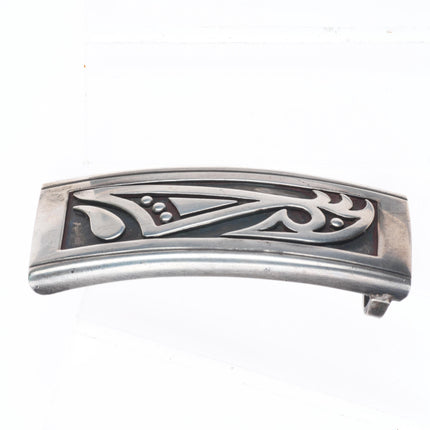 1" 1950's Allen Pooyouma Hopi overlay belt buckle sterling silver