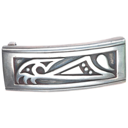 1" 1950's Allen Pooyouma Hopi overlay belt buckle sterling silver