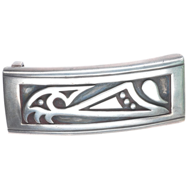 1" 1950's Allen Pooyouma Hopi overlay belt buckle sterling silver