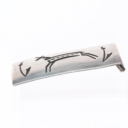1" Emory Sekaquaptewa Hopi overlay deer/antelope belt buckle sterling silver
