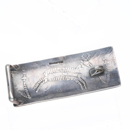1" Emory Sekaquaptewa Hopi overlay deer/antelope belt buckle sterling silver
