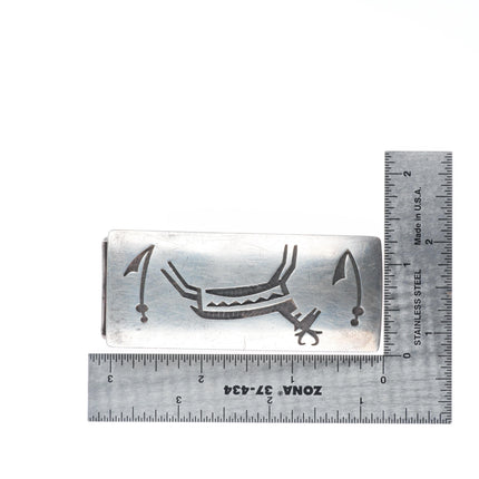 1" Emory Sekaquaptewa Hopi overlay deer/antelope belt buckle sterling silver