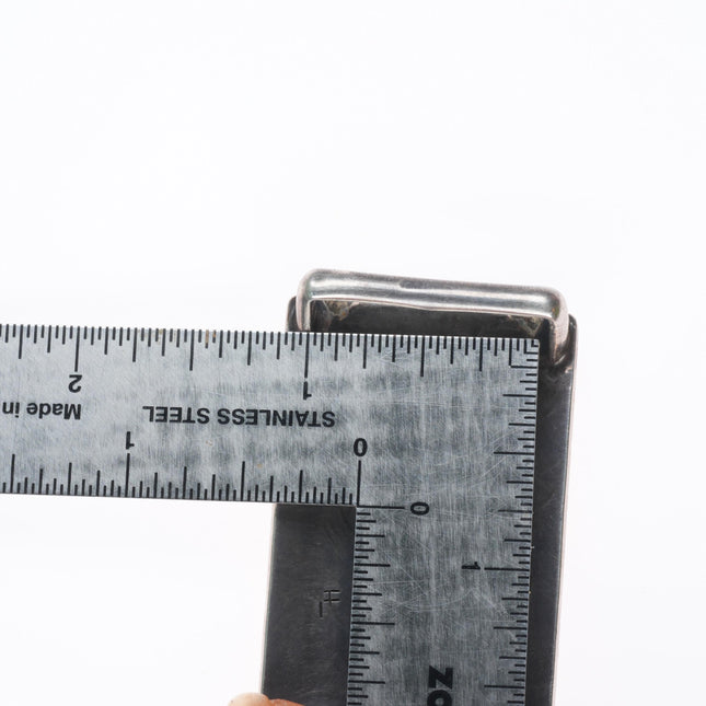 1" Emory Sekaquaptewa Hopi overlay deer/antelope belt buckle sterling silver