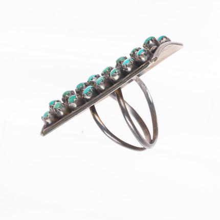 sz7 vintage Zuni sterling silver 3 row snake eye turquoise ring
