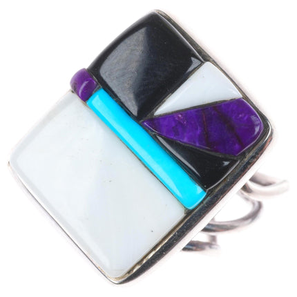 sz10 Veronica Poblano Zuni sterling silver Sugilite, Turquoise cobblestone ring