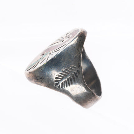 sz14 William Singer Navajo  sterling silver chip inlay turquoise men's ring