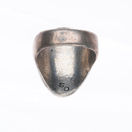 sz14 William Singer Navajo  sterling silver chip inlay turquoise men's ring