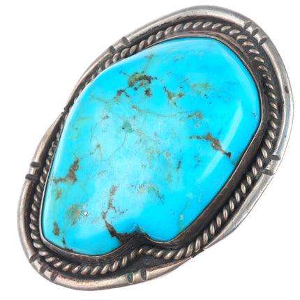 sz7.5 Huge vintage Navajo sterling silver turquoise chunky nugget ring