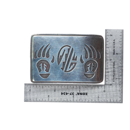 1.5" Karen Dale Navajo or Hopi sterling silver bear paw belt buckle