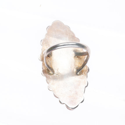 sz8.5 40's-50's vintage Zuni sterling silver snake eye turquoise cluster ring