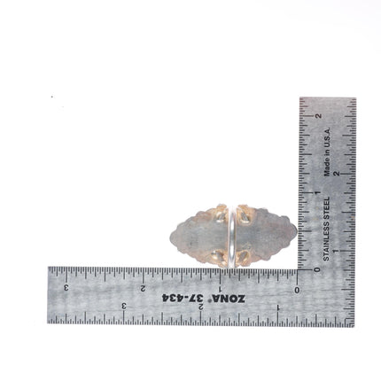 sz8.5 40's-50's vintage Zuni sterling silver snake eye turquoise cluster ring