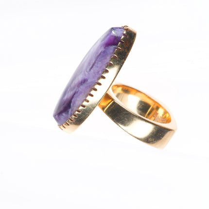 sz7 Larry Golsch Cherokee 14k yellow gold purple Charoite modernist ring
