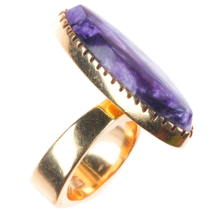 sz7 Larry Golsch Cherokee 14k yellow gold purple Charoite modernist ring