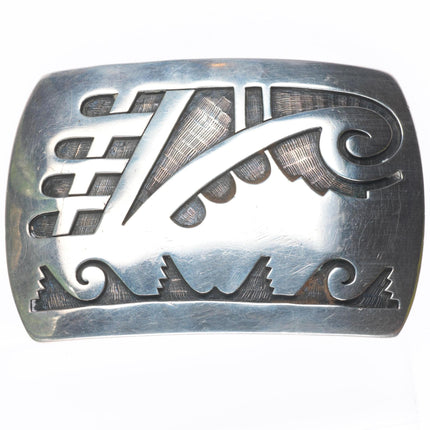 1.5" Fermin Hawee Hopi overlay belt buckle geometric imagery sterling silver
