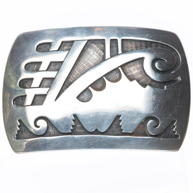 1.5" Fermin Hawee Hopi overlay belt buckle geometric imagery sterling silver