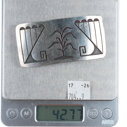 1" Emery Holmes Hopi overlay Hopicrafts sterling silver corn belt buckle