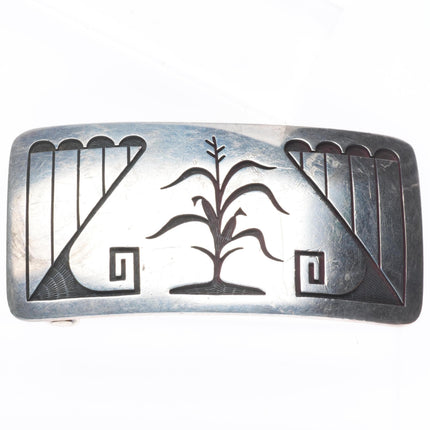 1" Emery Holmes Hopi overlay Hopicrafts sterling silver corn belt buckle