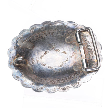 1.5" Vintage Navajo sterling silver stamped sterling silver concho belt buckle