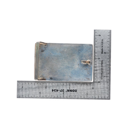 1.5" Raymond Kyasyousie Hopi overlay kachinas belt buckle sterling silver