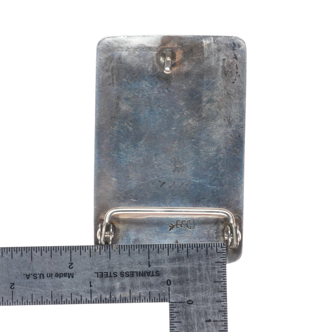 1.5" Michael Sockyma Hopi overlay kachina head belt buckle sterling silver