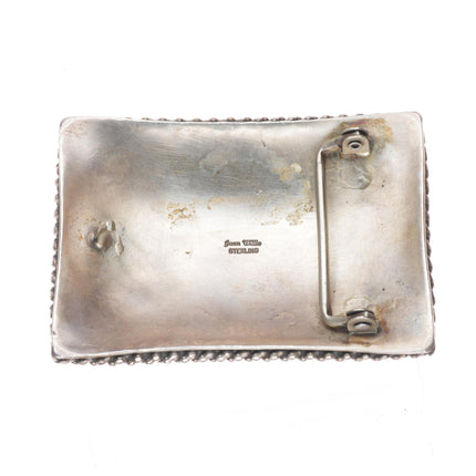 1.5" Juan Willie Navajo Virgin de Guadalupe sterling and turquoise belt buckle