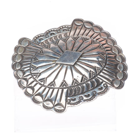 1.5" Vintage Navajo sterling silver deep stamped concho style belt buckle