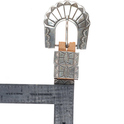 3/4" Vintage Navajo deep stamped sterling silver ranger belt buckle set
