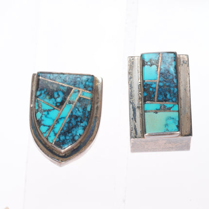 3/4" Vintage Navajo spiderweb turquoise sterling silver ranger belt buckle set