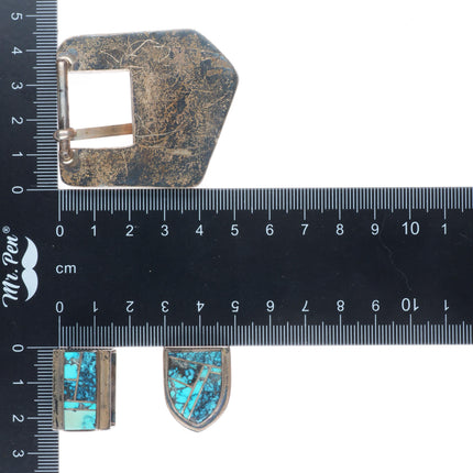 3/4" Vintage Navajo spiderweb turquoise sterling silver ranger belt buckle set