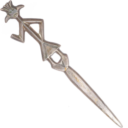 c1940's vintage Navajo hand stamped cast sterling silver kachina letter opener