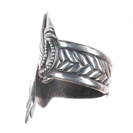 7.1" Vintage Sterling Taxco 980 silver modernist clamper cuff bracelet