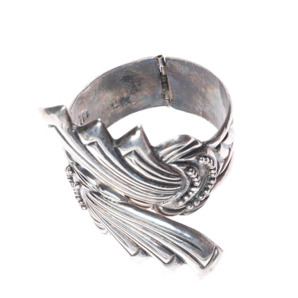 7.1" Vintage Sterling Taxco 980 silver modernist clamper cuff bracelet