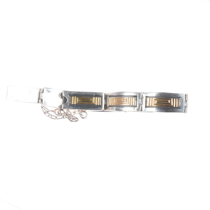 7.5" Ray Bennett Navajo 14k gold/Sterling silver stamped link bracelet