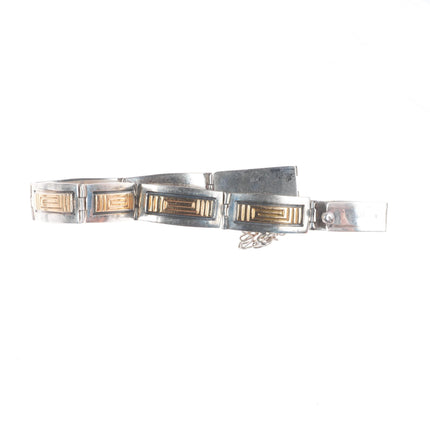 7.5" Ray Bennett Navajo 14k gold/Sterling silver stamped link bracelet