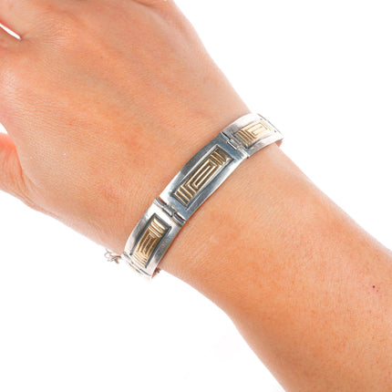 7.5" Ray Bennett Navajo 14k gold/Sterling silver stamped link bracelet