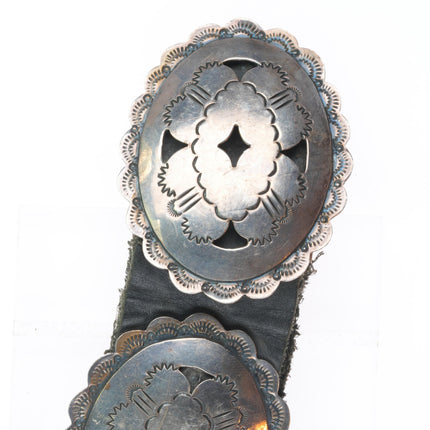 37" Jim Yazz Navajo sterling silver pierced stamped concho belt