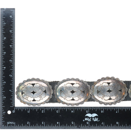 37" Jim Yazz Navajo sterling silver pierced stamped concho belt