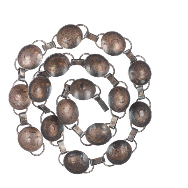 31.5" c1940's Navajo sterling silver deep stamped button concho belt
