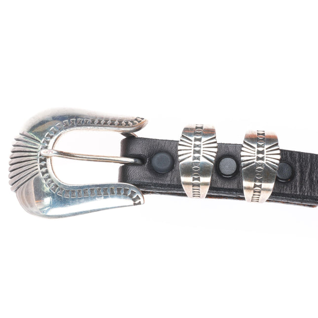 3/4" Vintage Thomas Curtis Navajo stamped sterling silver ranger belt buckle set