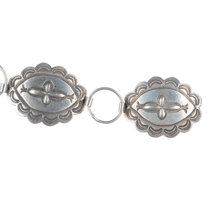 42" Vintage Navajo heavy stamped sterling silver link concho belt
