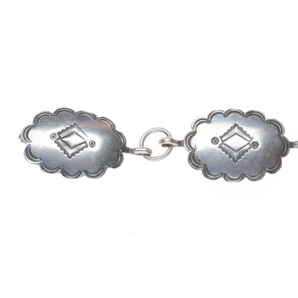33" c1940's vintage Navajo stamped sterling silver link concho belt