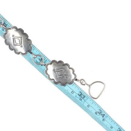 33" c1940's vintage Navajo stamped sterling silver link concho belt