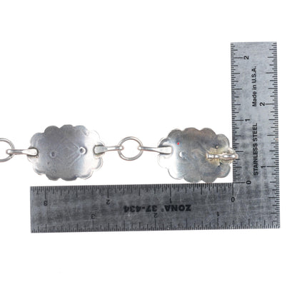 33" c1940's vintage Navajo stamped sterling silver link concho belt